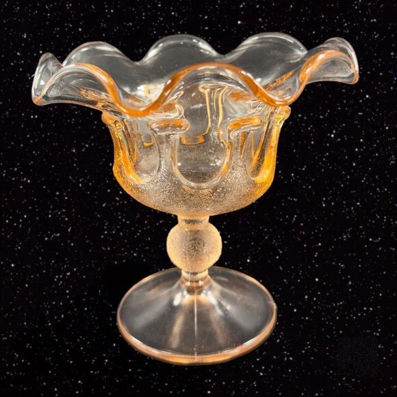 Stelvia Glass Company Compote Footed Bowl Peachy Pink Wayne Husted design Italy - Picture 5 of 16